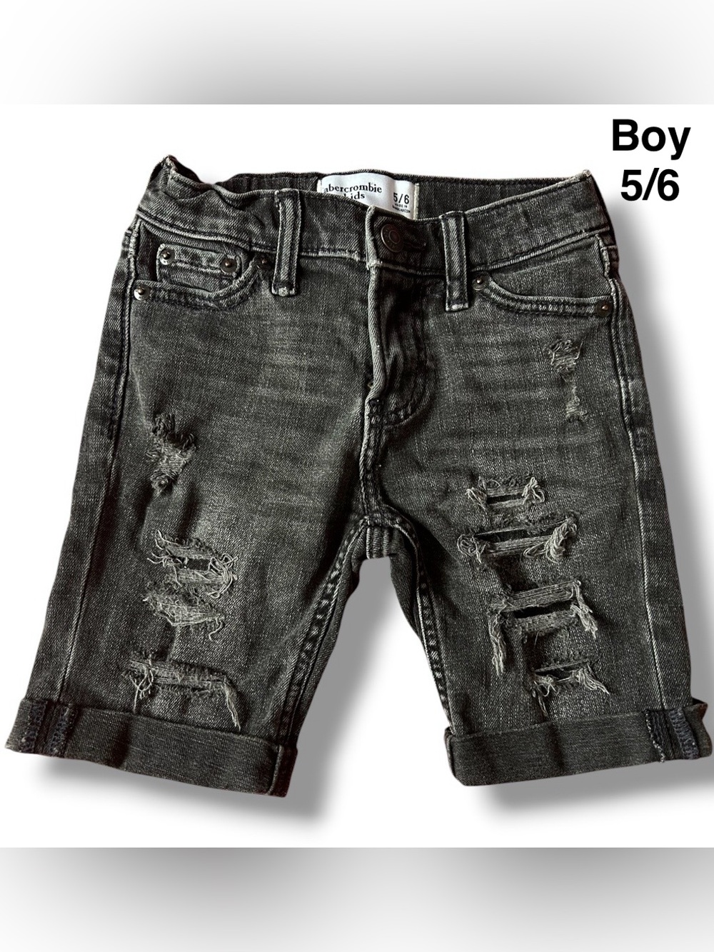 abercrombie kids Black Distressed Jeans Shorts Boys Size 5-6